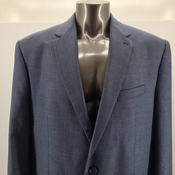 RALPH LAUREN Mens 50 Long Silk Wool Sport Coat Jacket Blazer Blue Plaid - Picture 3 of 12